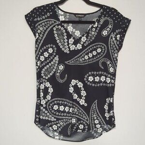 Express Black and white v neck Blouse
